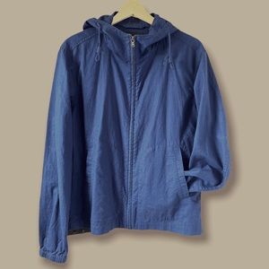 Uniqlo hooded lightweight dark blue linen/cotton jacket, men’s S, women’s S/M